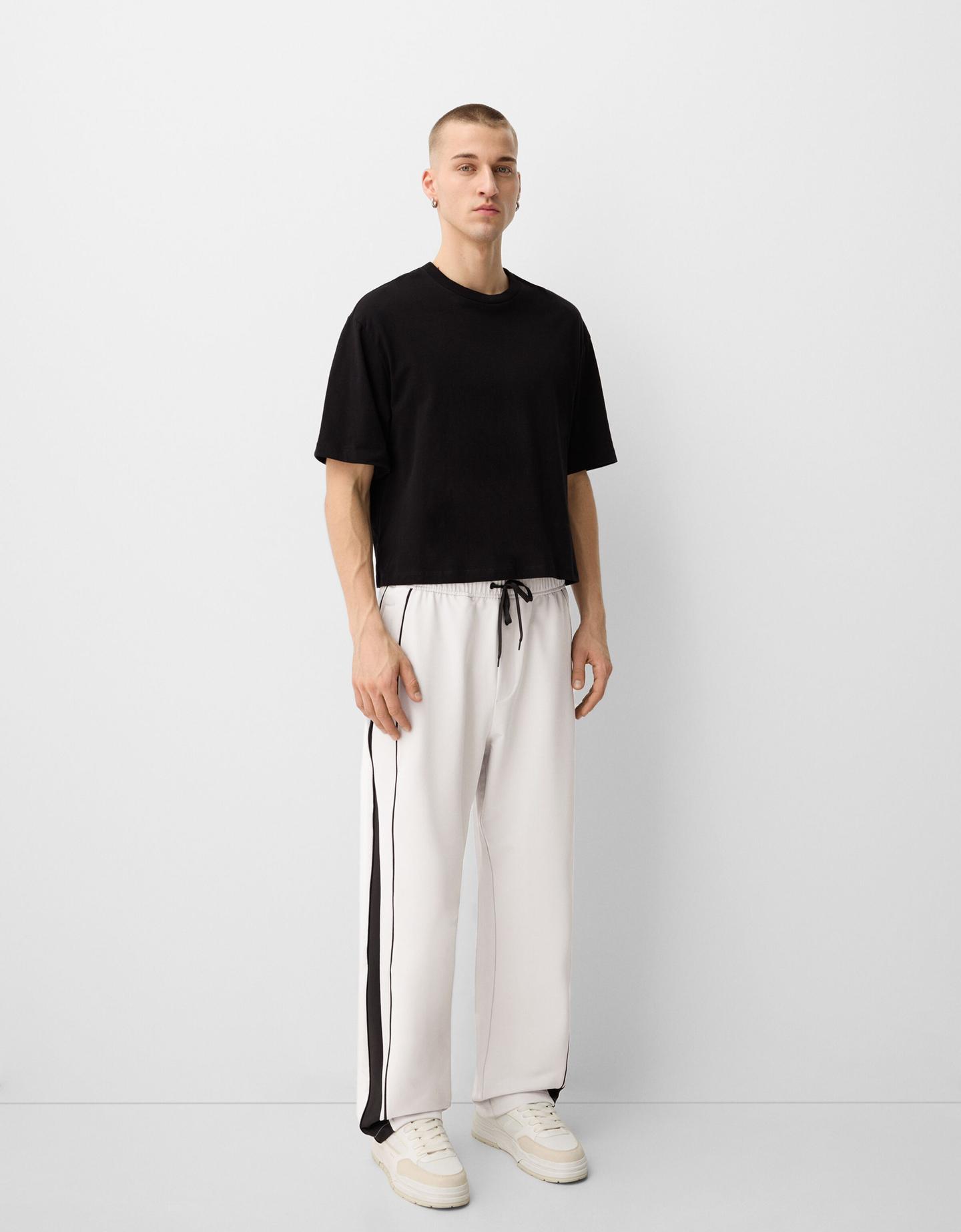 Bershka techniczne spodnie baggy szary