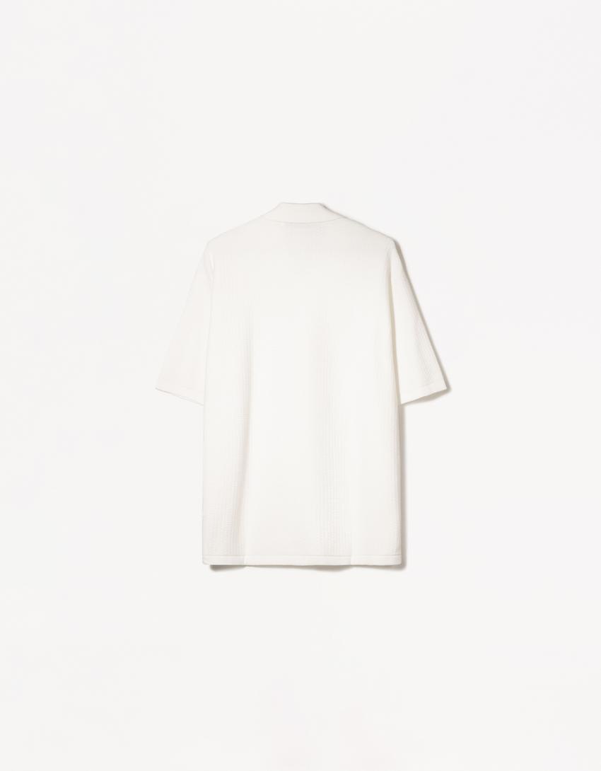 Textured short sleeve shirt-White