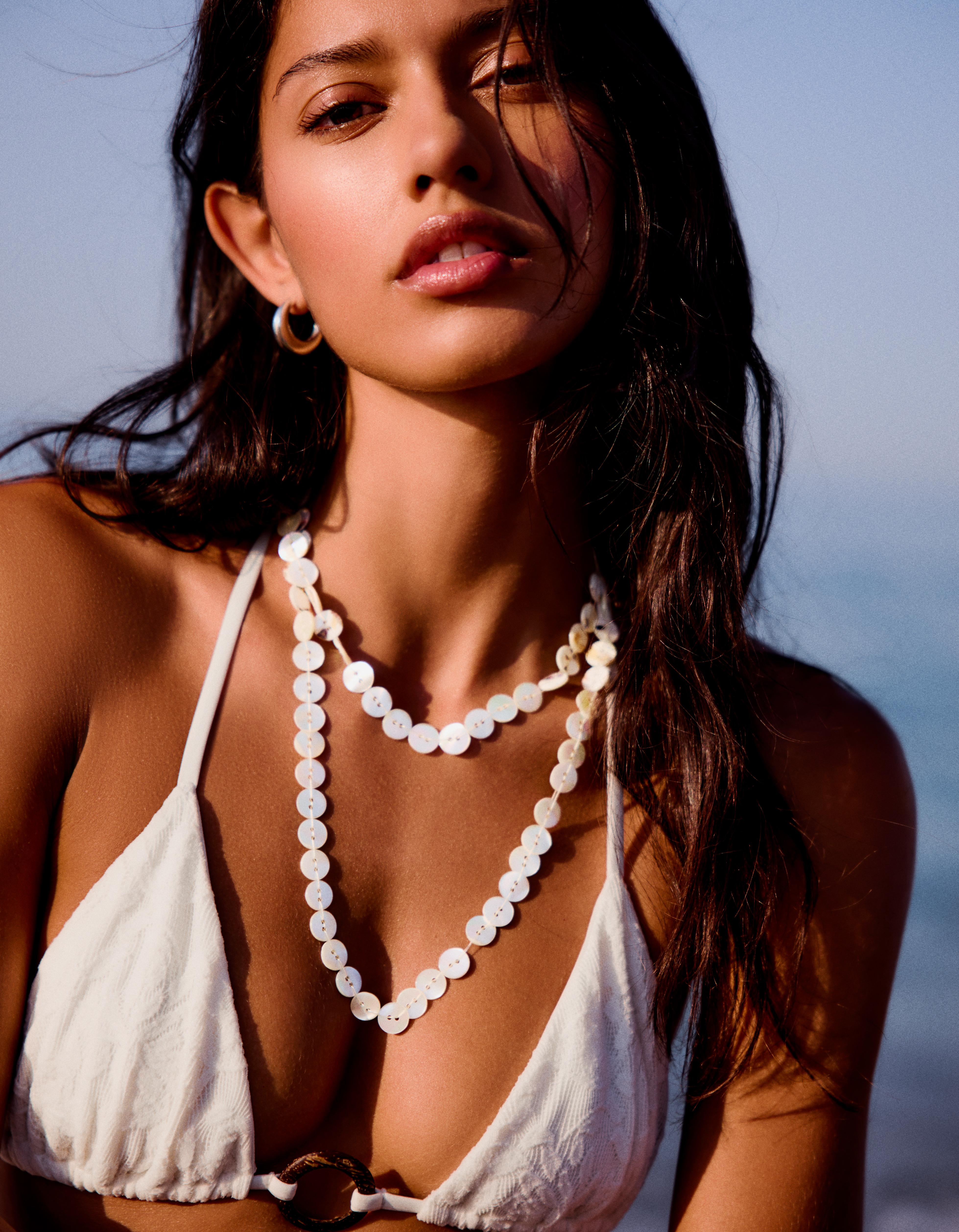Bershka Collar Botones Nacar Mujer Blanco