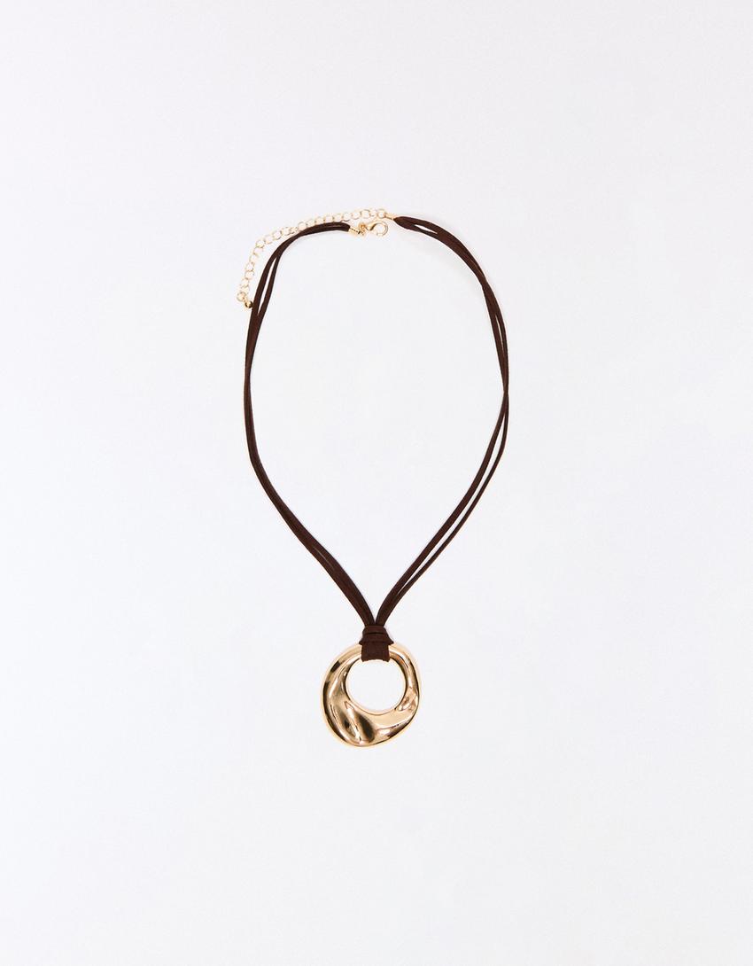 Cord pendant necklace-Gold