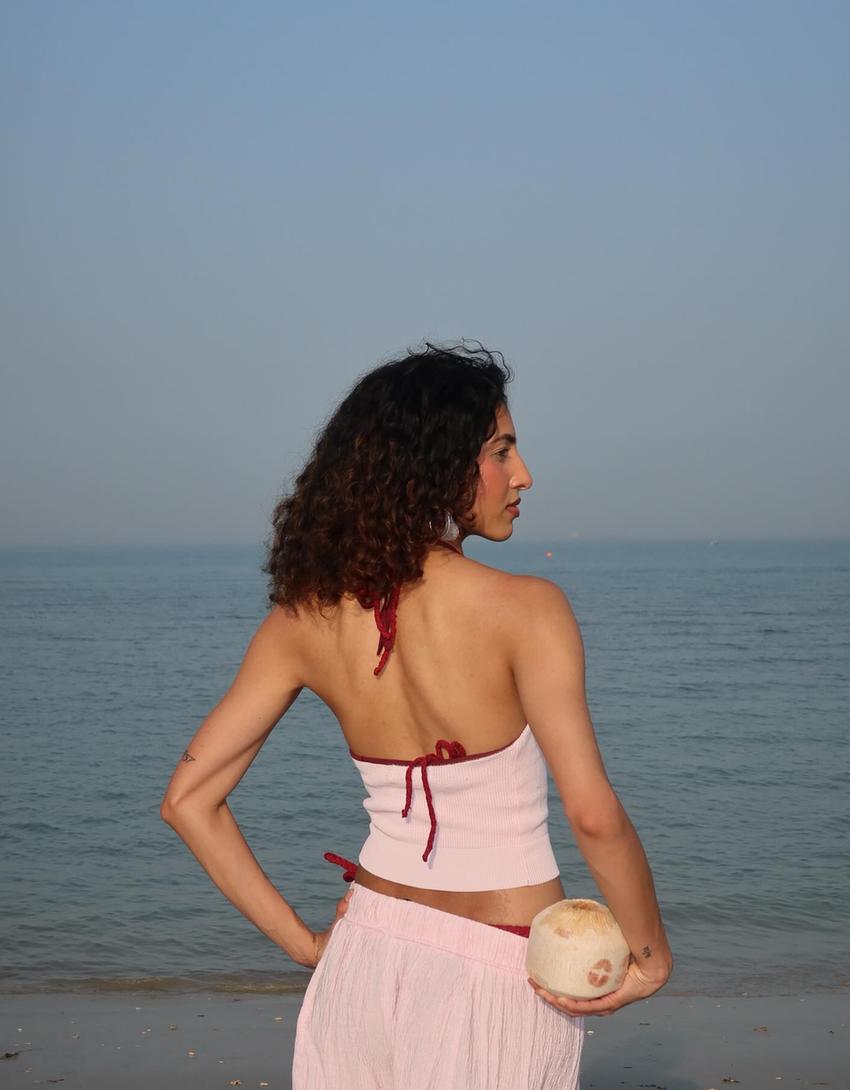 Top halter a contrasto-Rosa-1