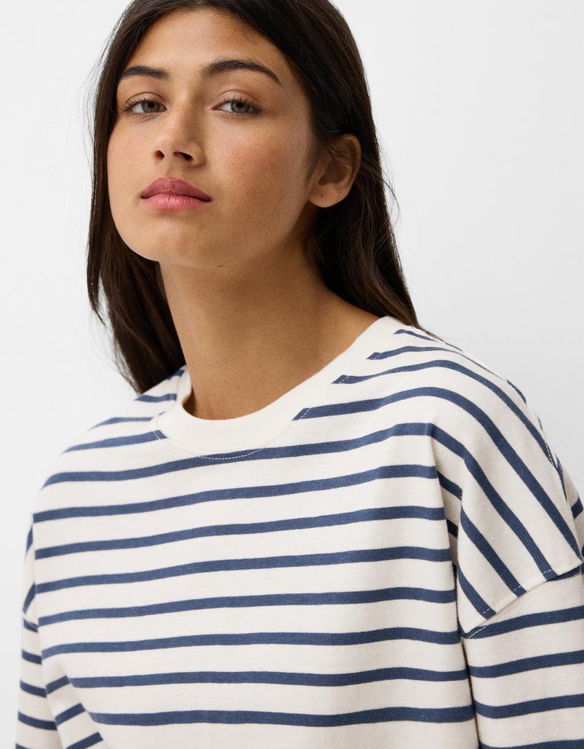 T-shirt manga curta boxy fit-Branco-5