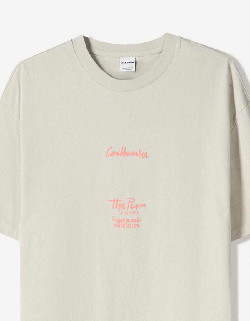 Short sleeve T-shirt with print-Grey-2