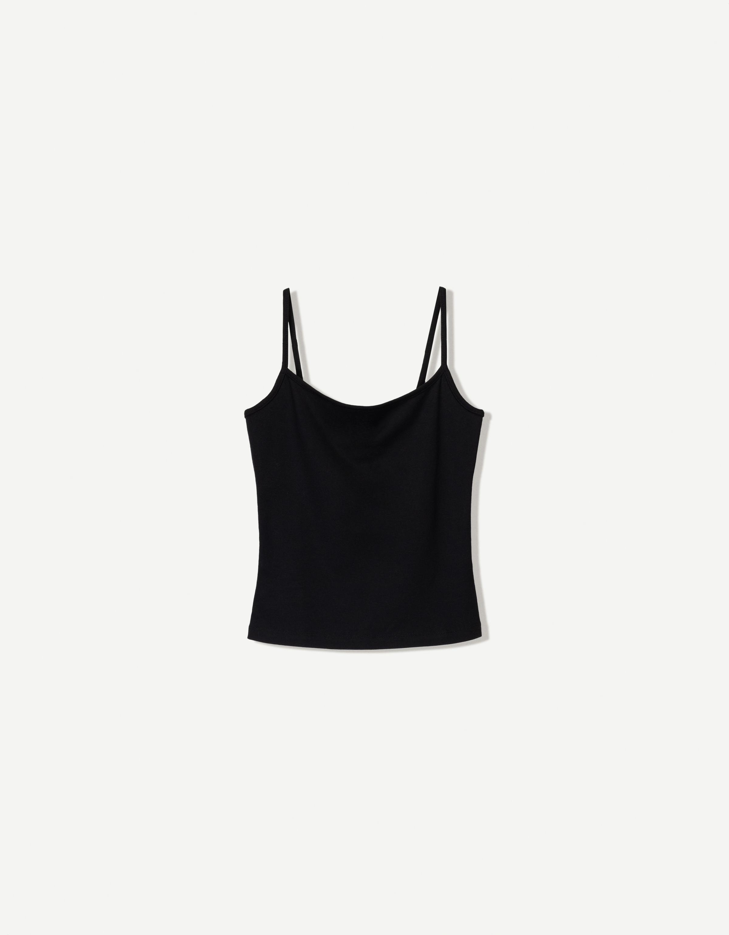Contrast strappy top — Black