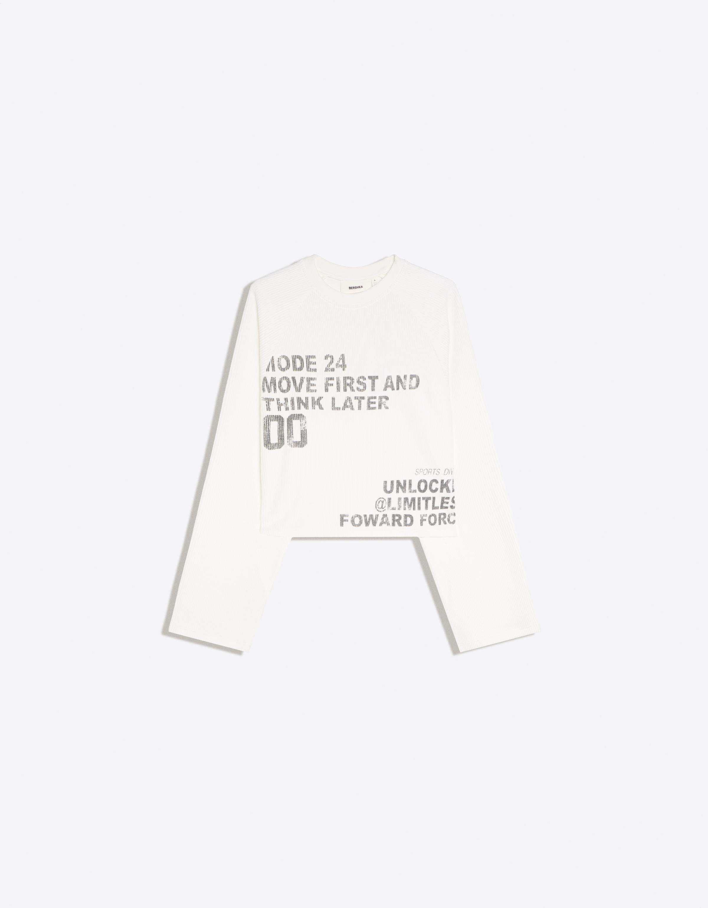 Bershka Bisiklet yaka baskılı sweatshirt