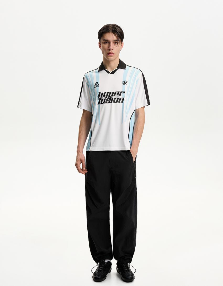 Short sleeve polo collar sports T-shirt-White-3