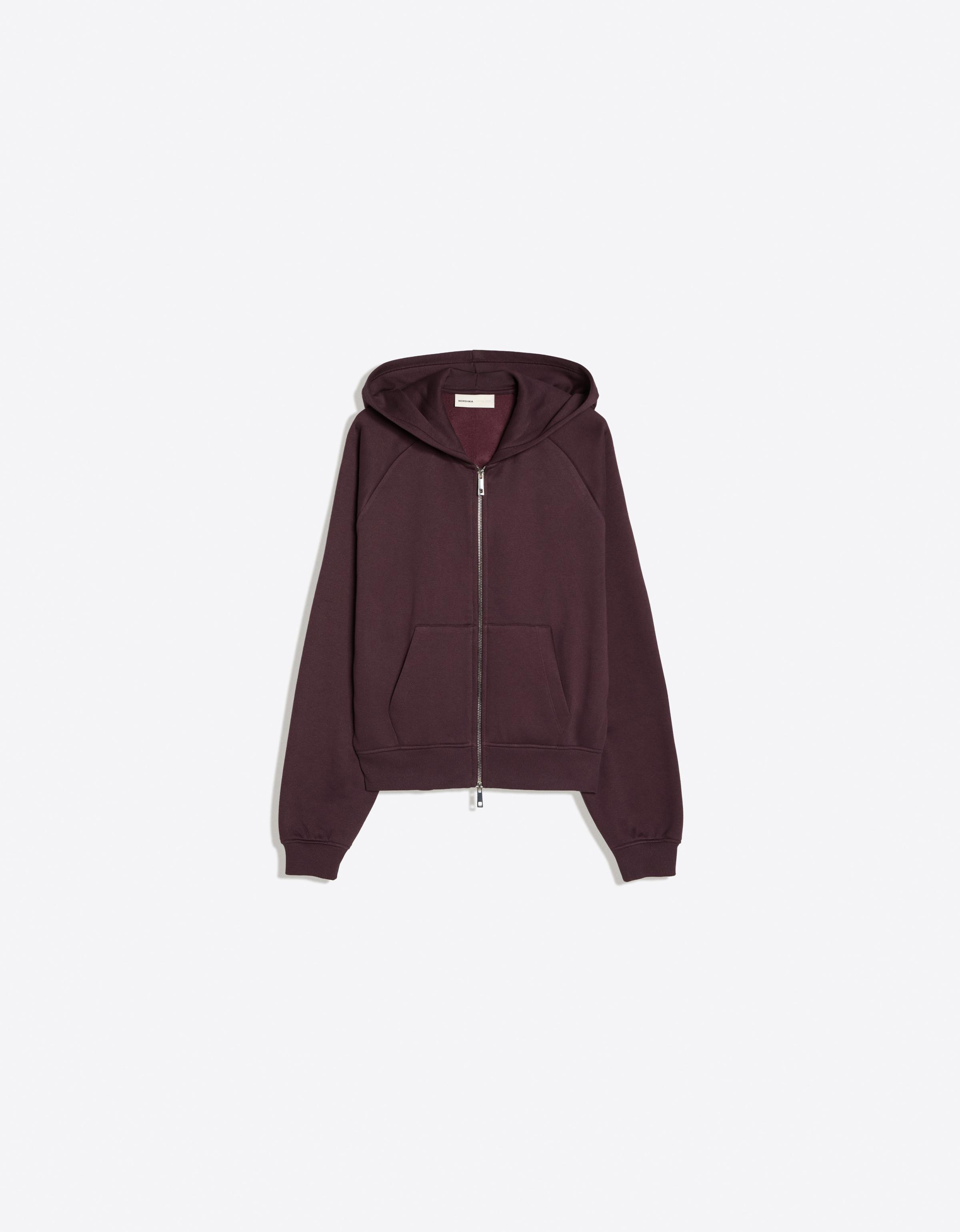 Zip-up plush hooded jacket — Violet