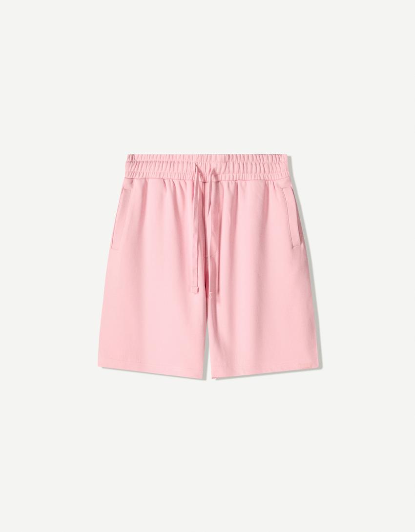 Plush bermuda shorts-Pink