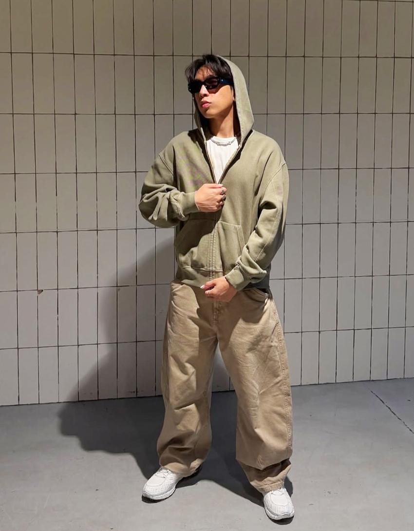 Pantalon barrel fit-Écru