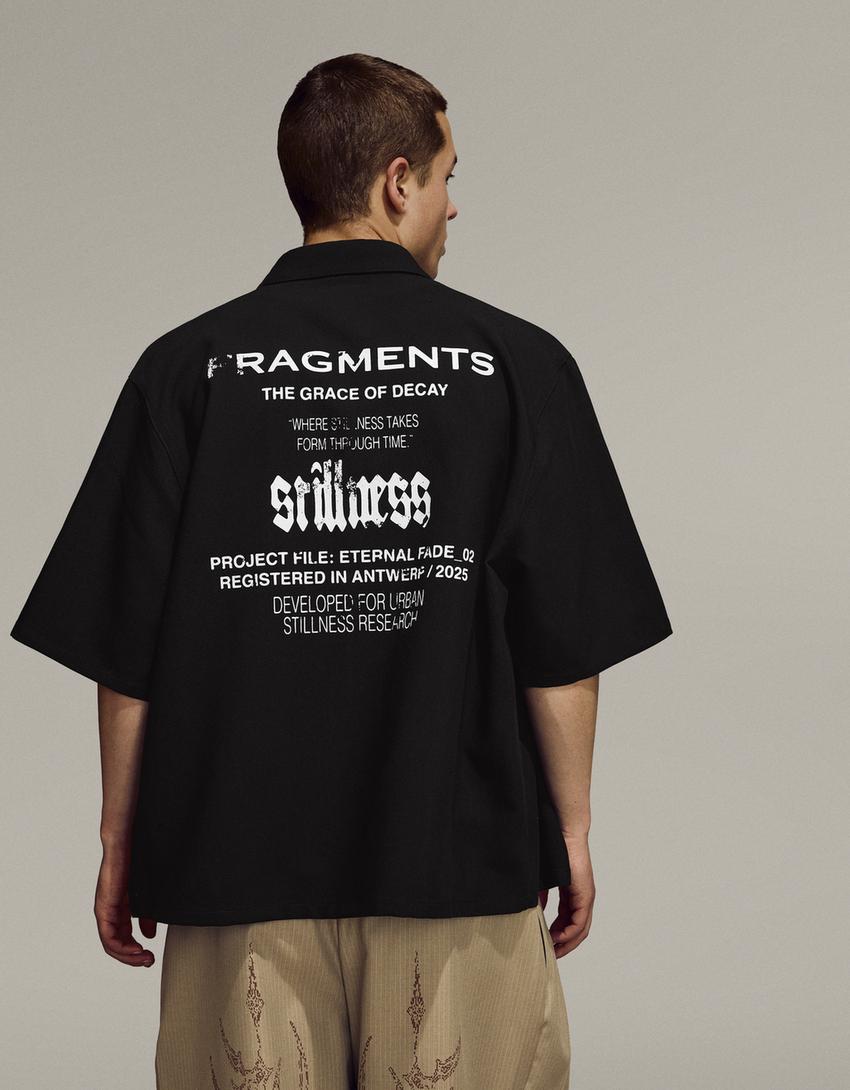 Embroidered short sleeve shirt-Black