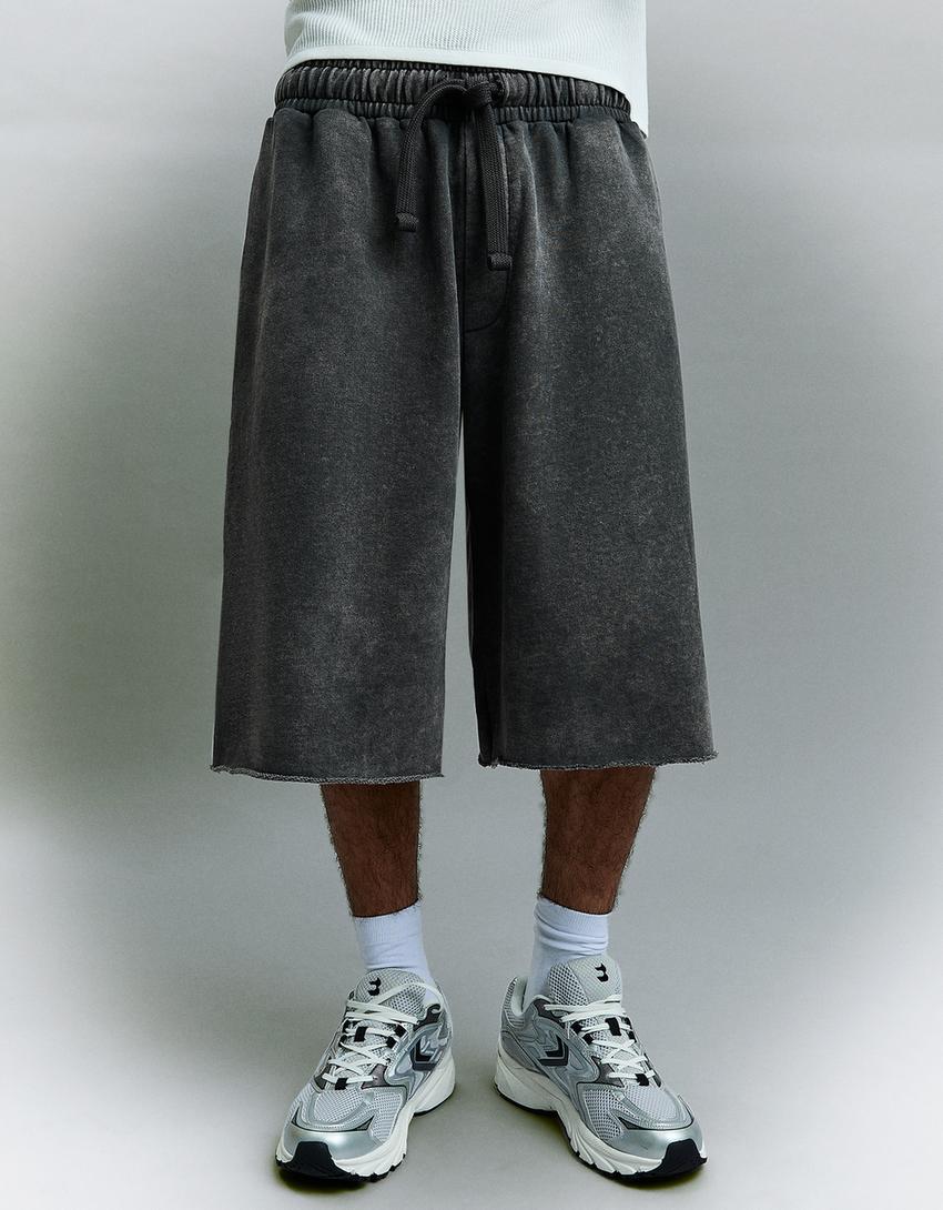 Jogger Bermuda shorts-Grey