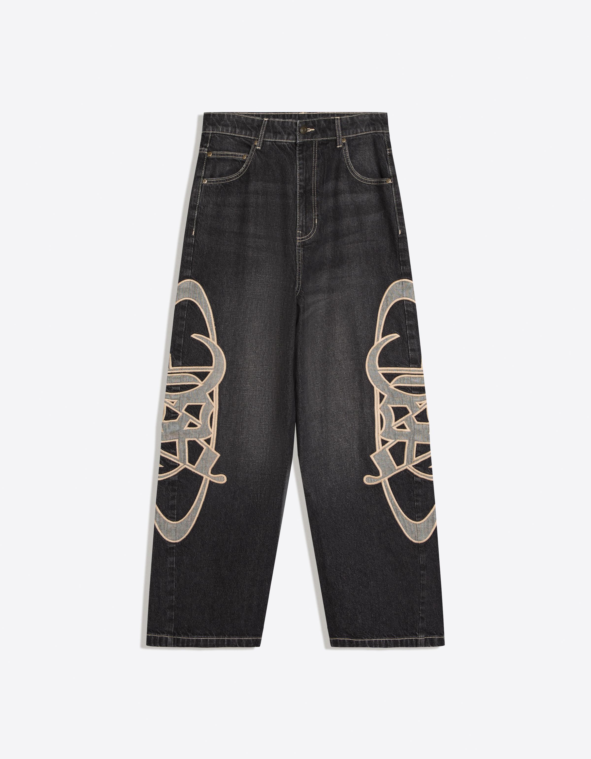 Super baggy jeans with side patches — Black