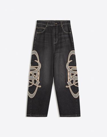 Super baggy jeans with side patches — Black 4