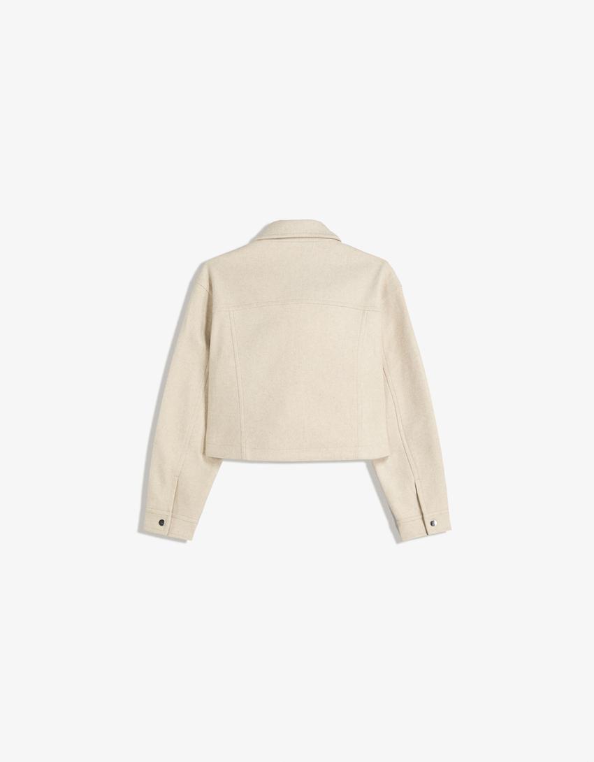 Soft felt texture jacket-Sand
