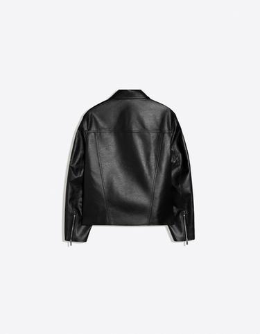 Boxy leather effect jacket — Black 6