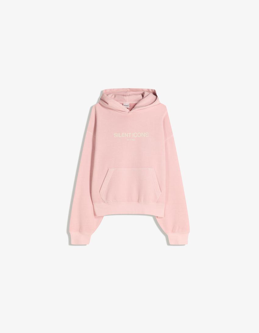Sweat à capuche imprimé-Rose