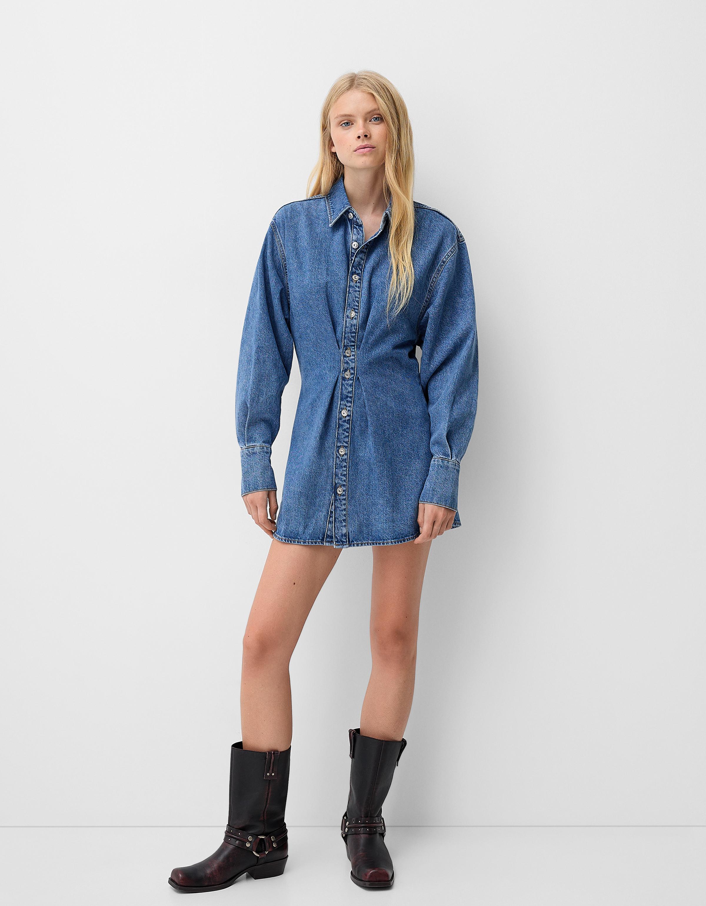 Oversized denim shirt dress