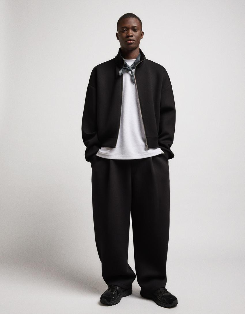 Technical trousers with darts-Black