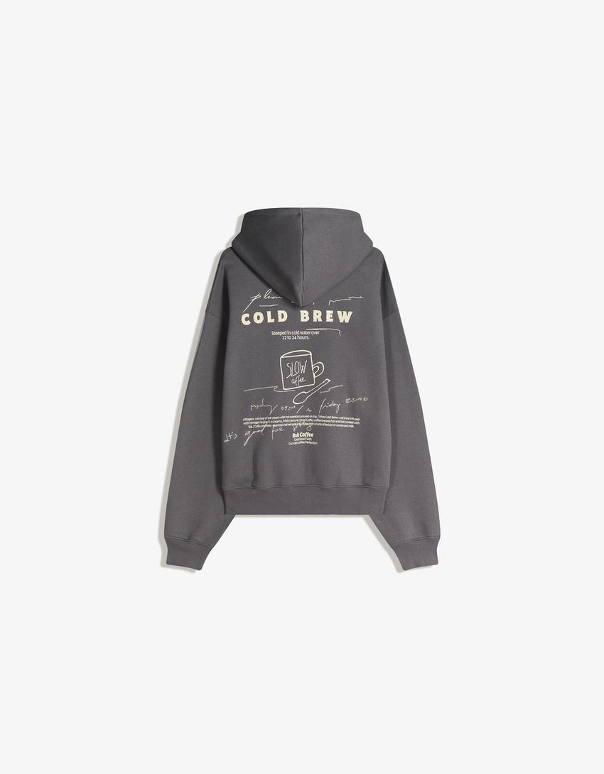 Moletom com capuz estampado-Cinzento-escuro