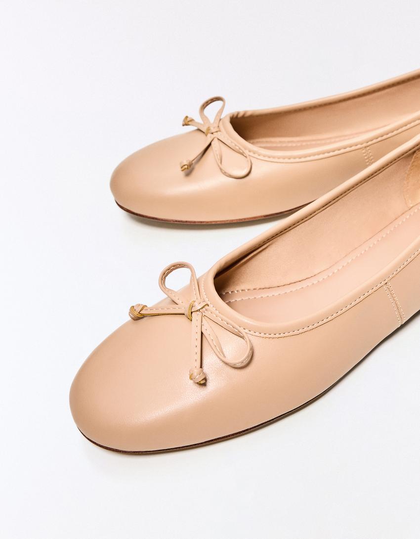 Ballerinas with bow-BEIGE