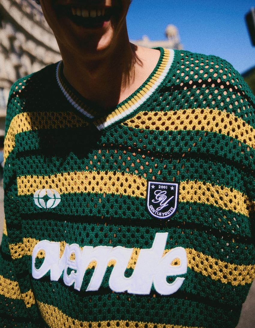 Jersey boxy fit mesh gráfico-Verde