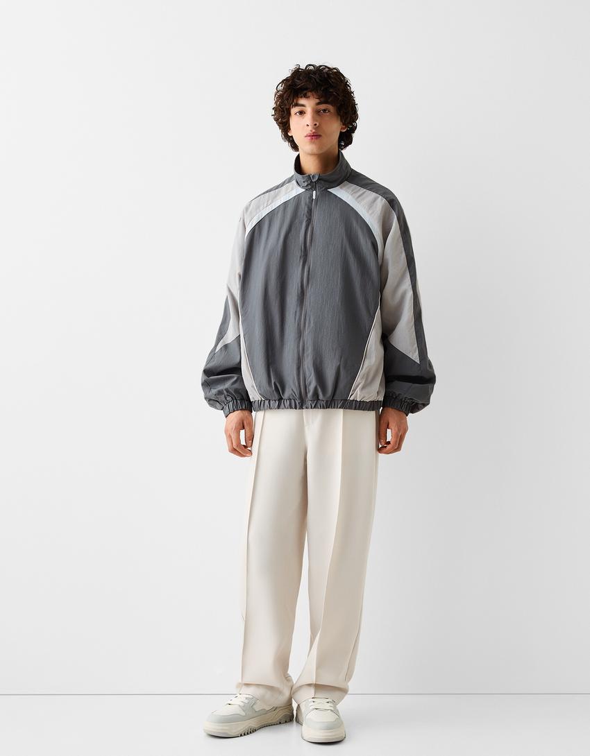 Blouson technique color block-Gris foncé-3