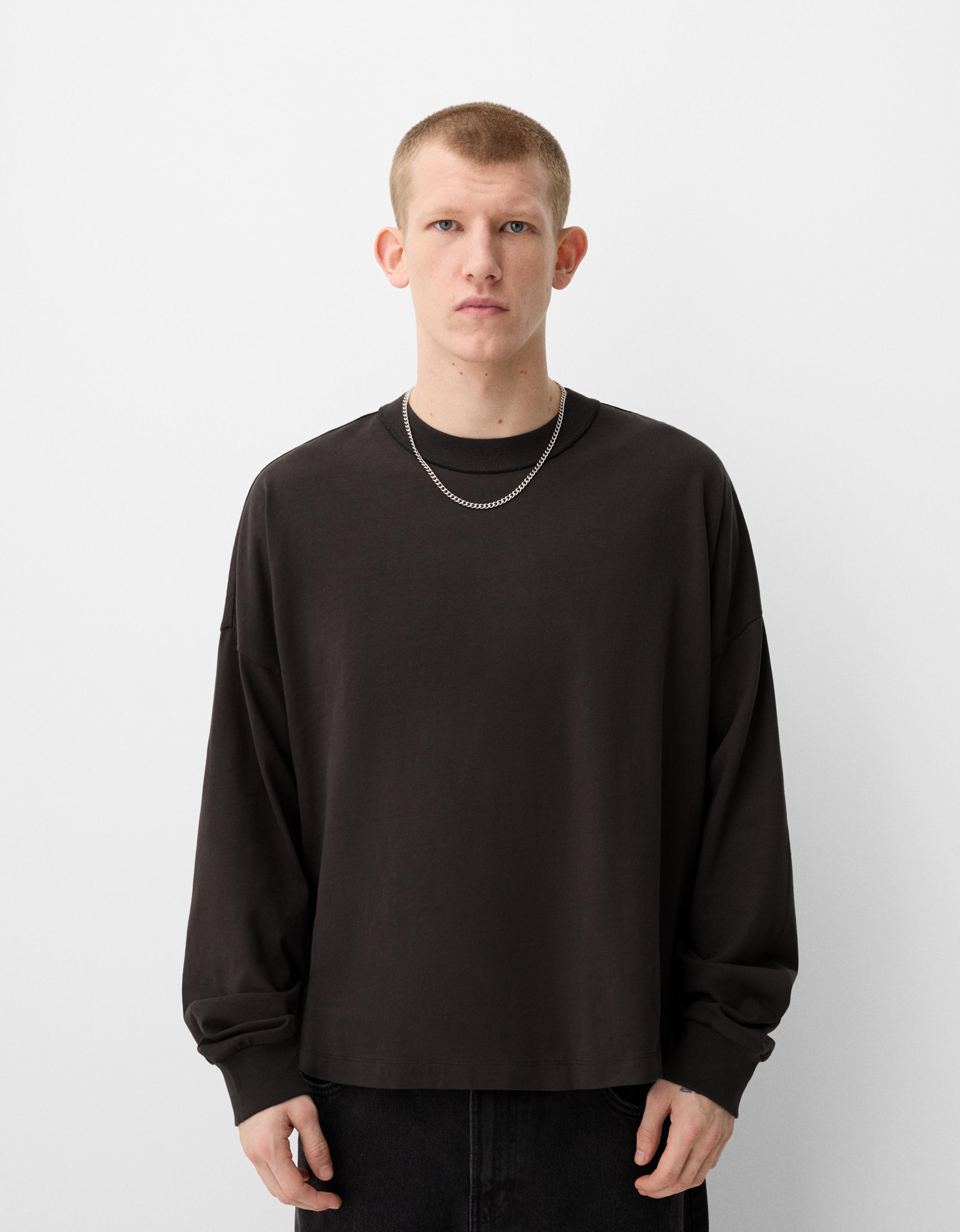 Bershka Dickes Langarmshirt Mit Langen Ärmeln Herren M Dunkelgrau