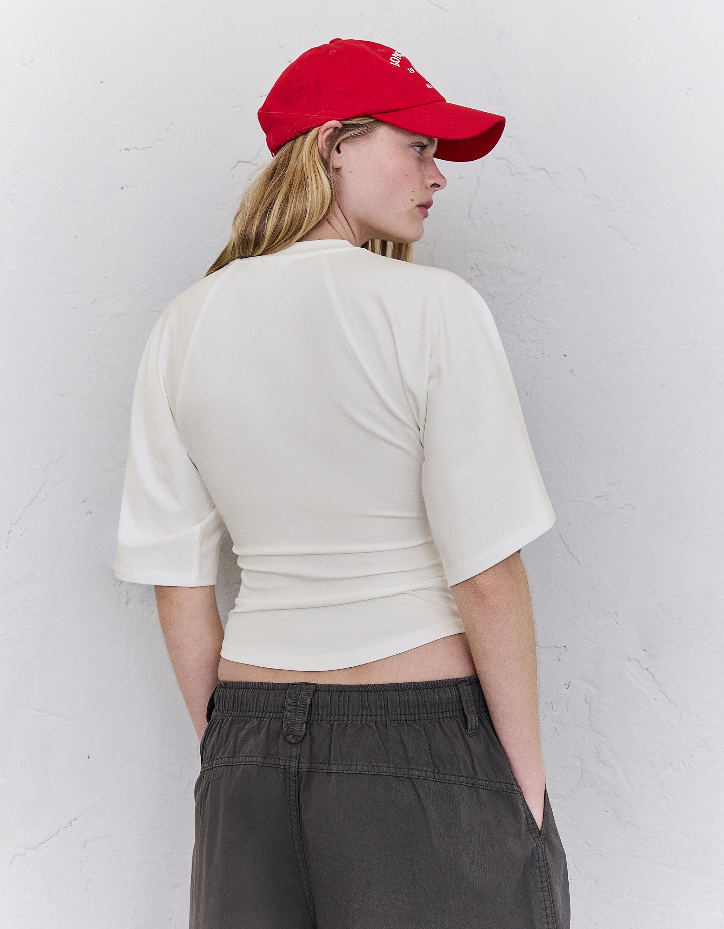 Corset-effect print T-shirt — Off white