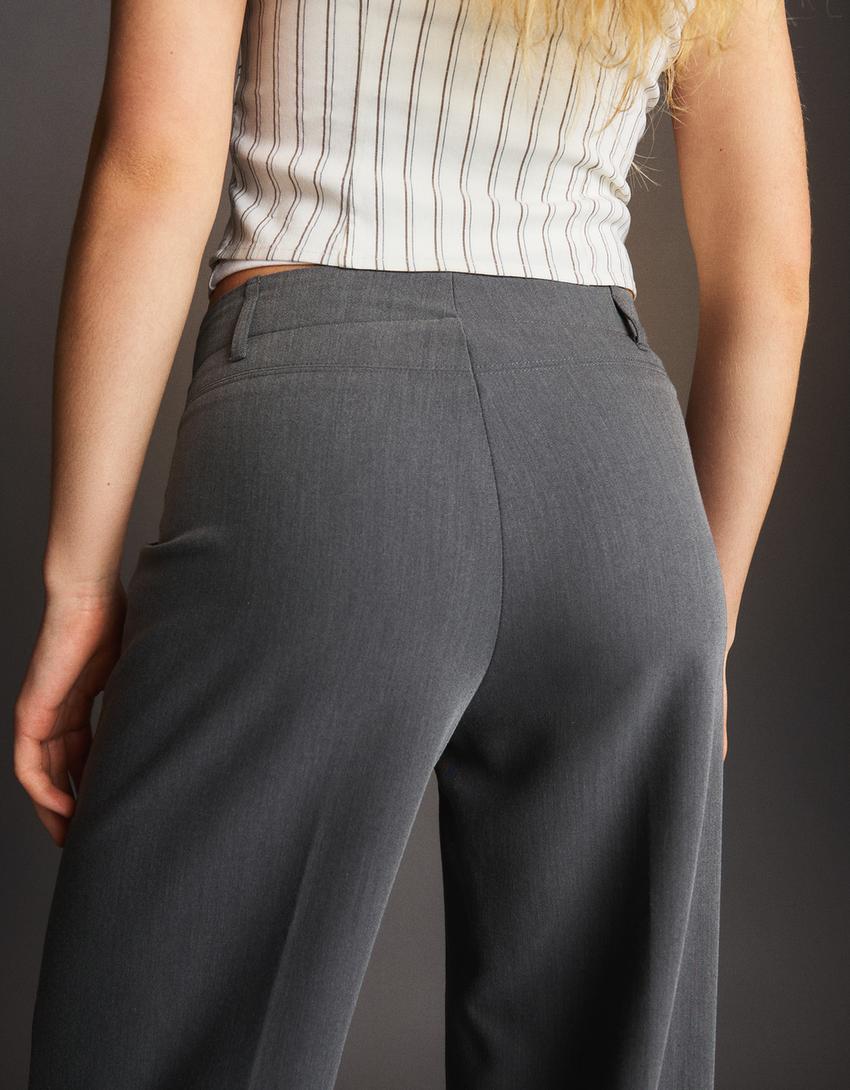 Hlače širokih nogavica-Siva