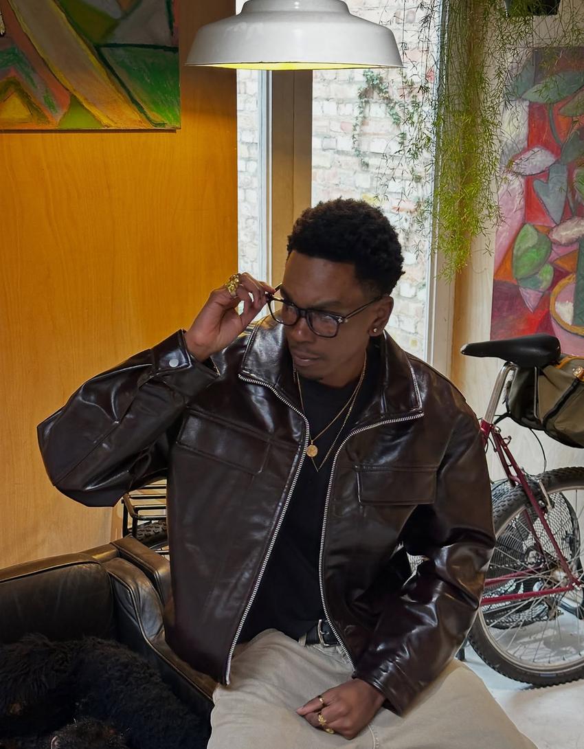 Kunstlederjacke-Braun