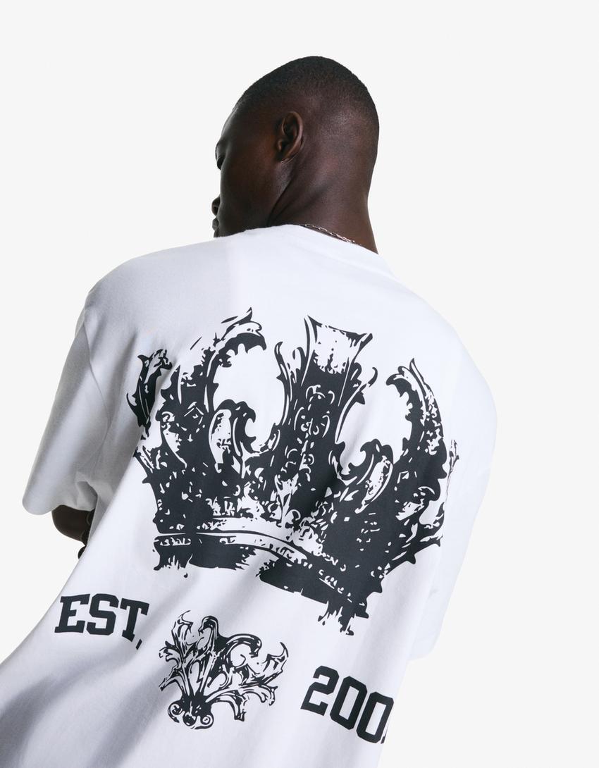 Short sleeve T-shirt with print-Off white-2