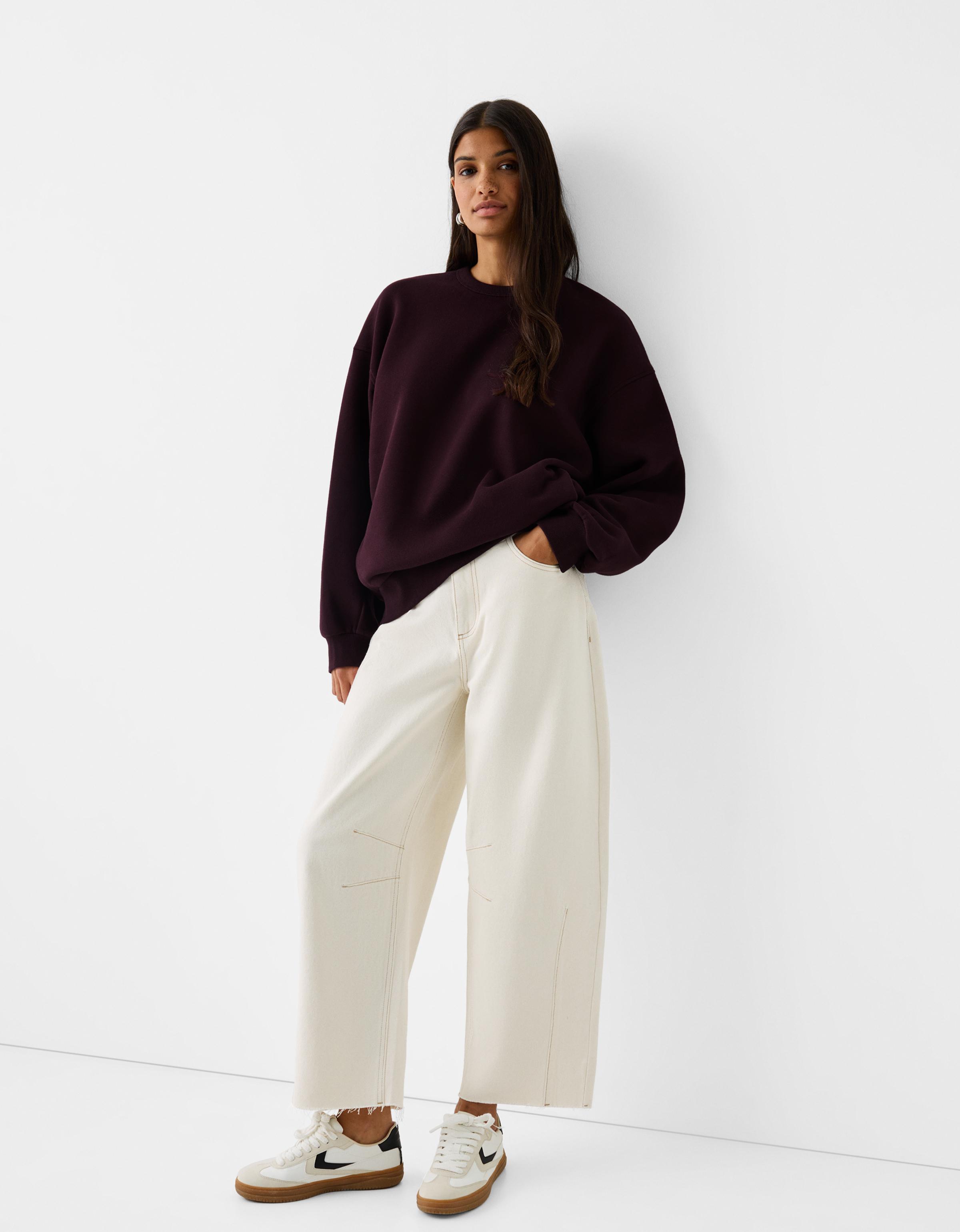 WINKEEY Damen Sweatshirt Oversized - Lockeres Langarmshirt Mit Seitenschlitzen Für Herbst