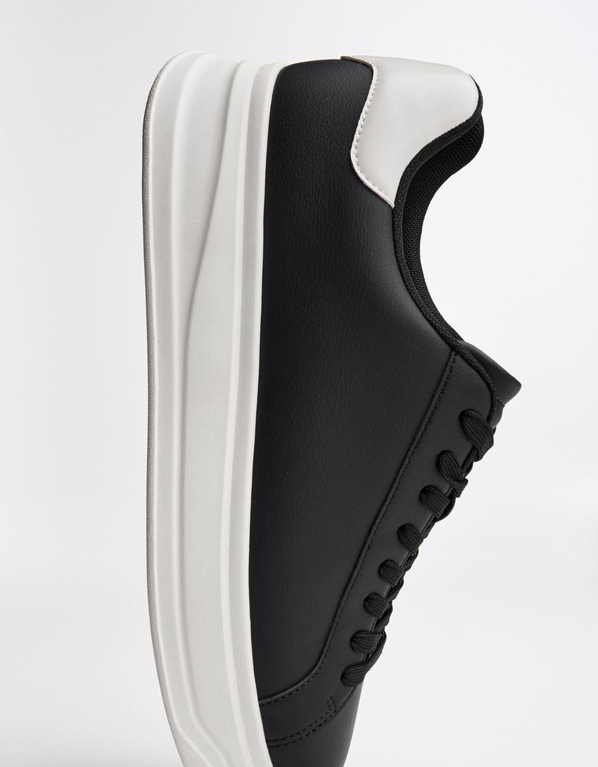 Minimalist lace-up trainers-BLACK