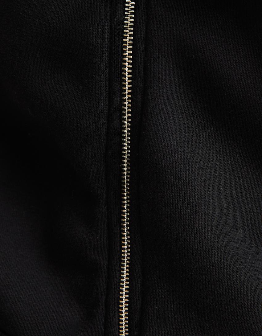 Sweat zippé capuche oversize-Noir-6
