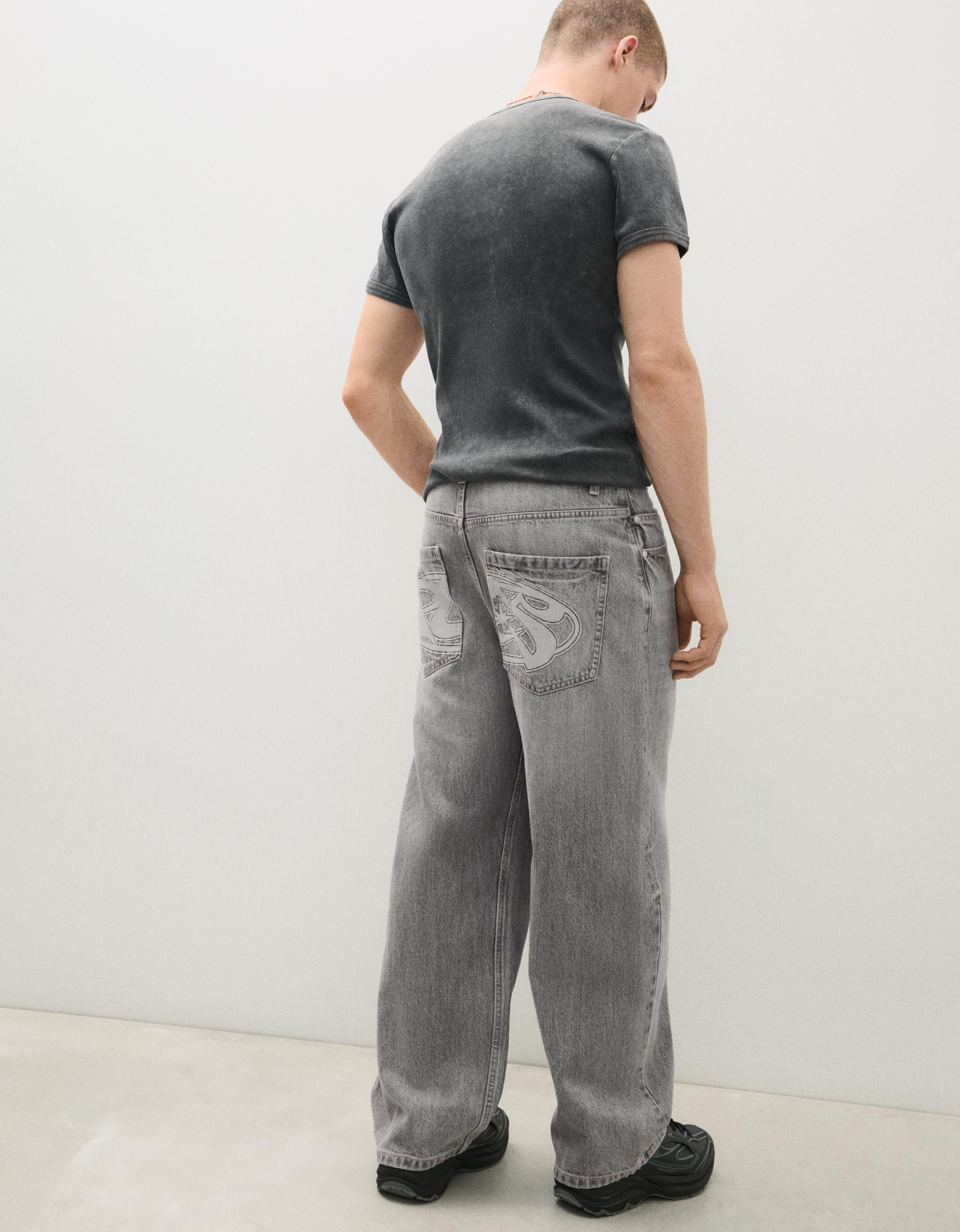 Embroidered neobarrel jeans — Grey