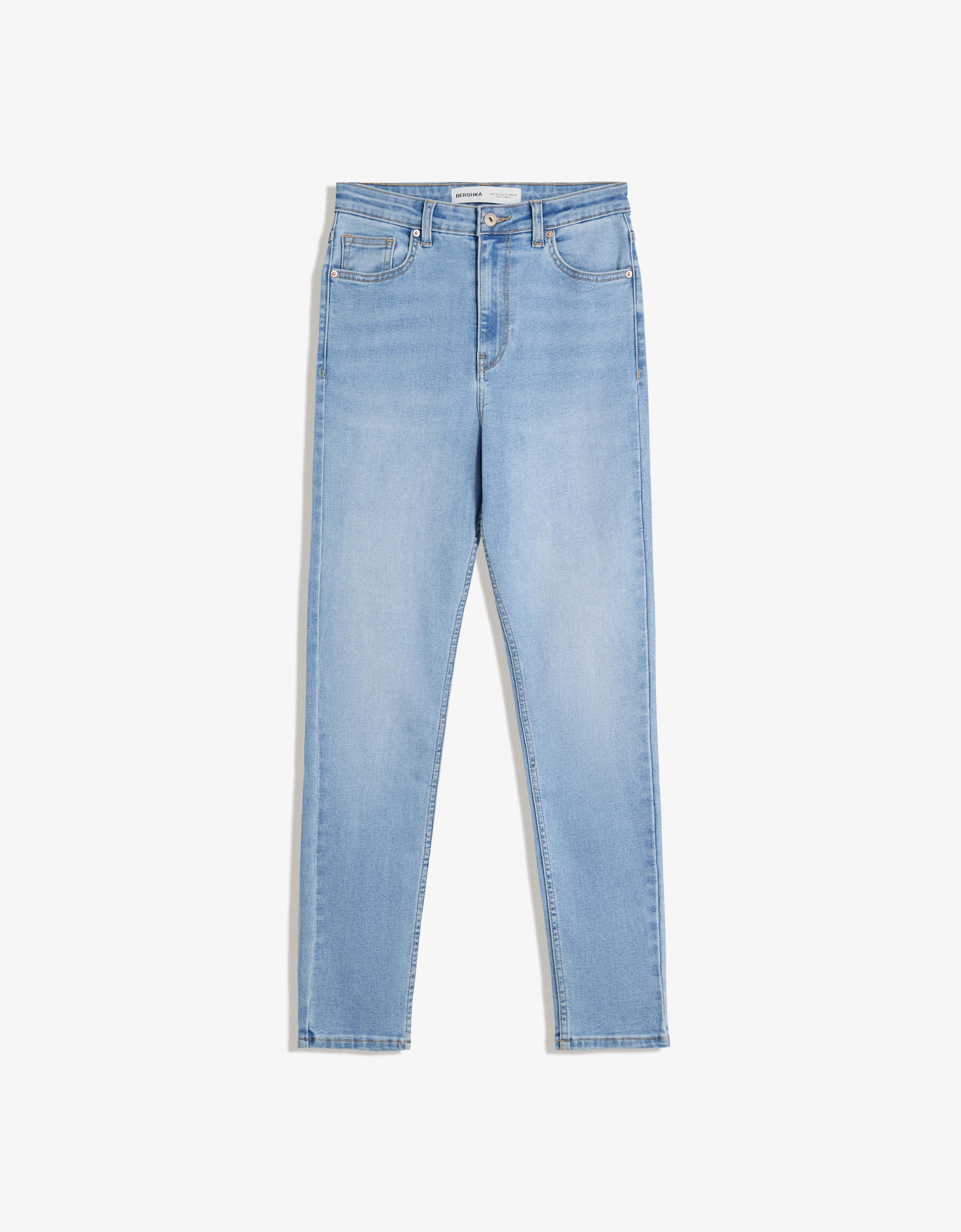 Bershka Jeans Mit Super Hohem Bund, Skinny, Soft Damen 36 Hellblau