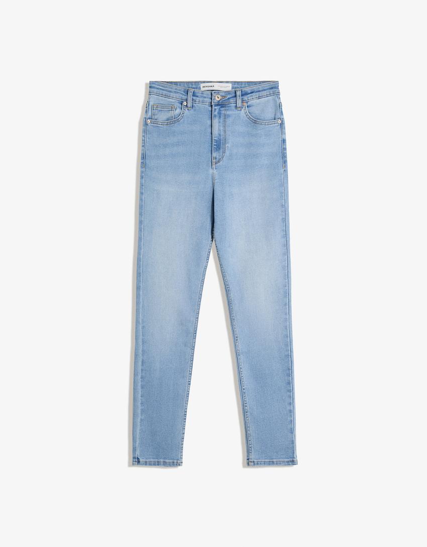 Jeans super taille haute skinny fit soft-Bleu clair-0