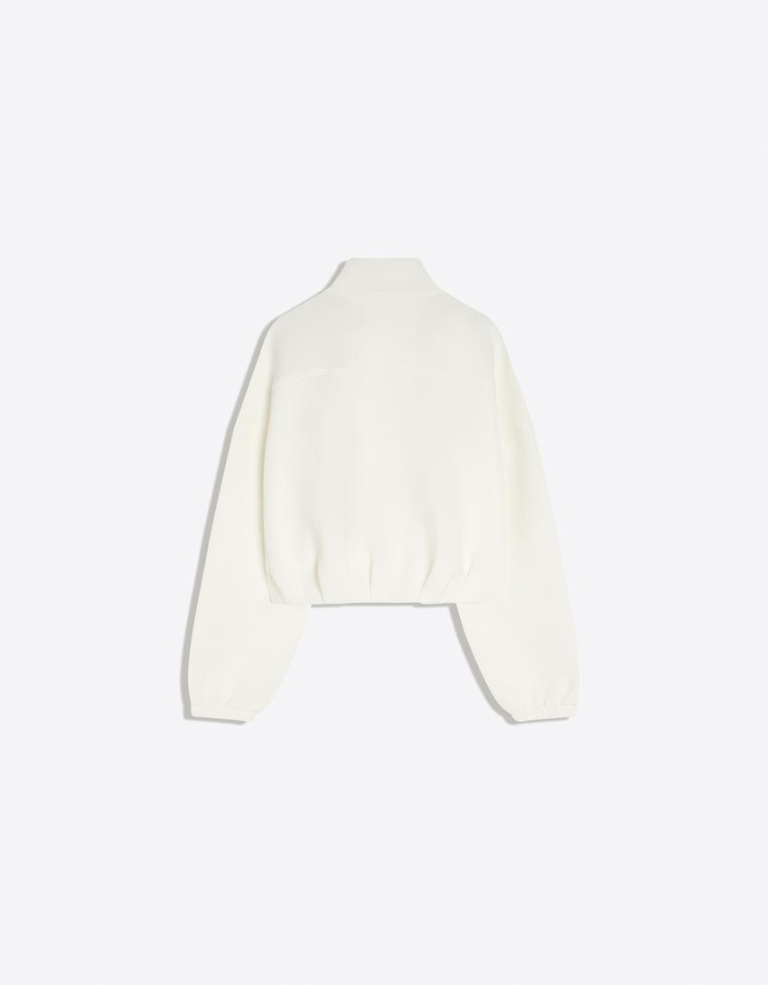 Sweat zippé effet néoprène balloon fit-Écru