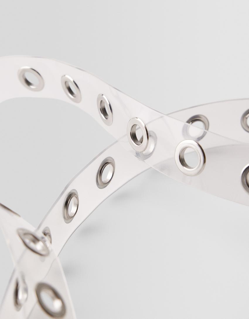 Ceinture transparente à œillets-Écru-2