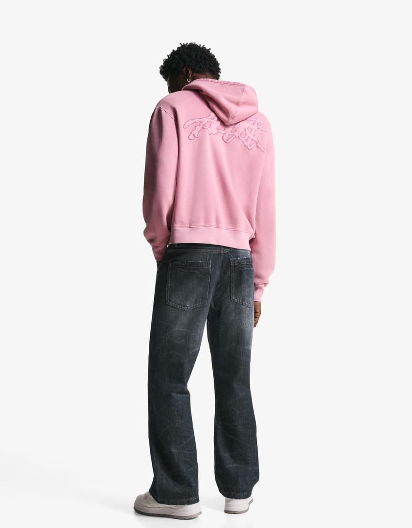 Flared baggy jeans-Blue-3