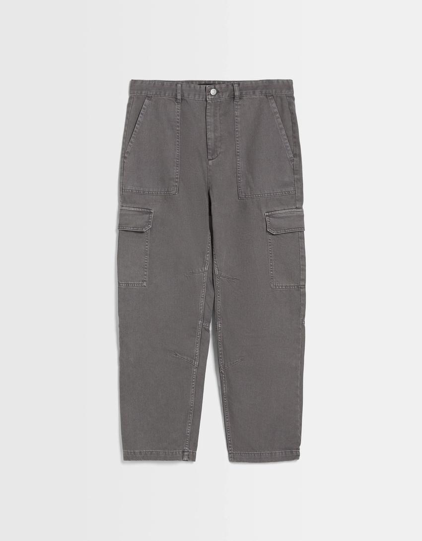 Pantalón cargo algodón-Gris oscuro-4