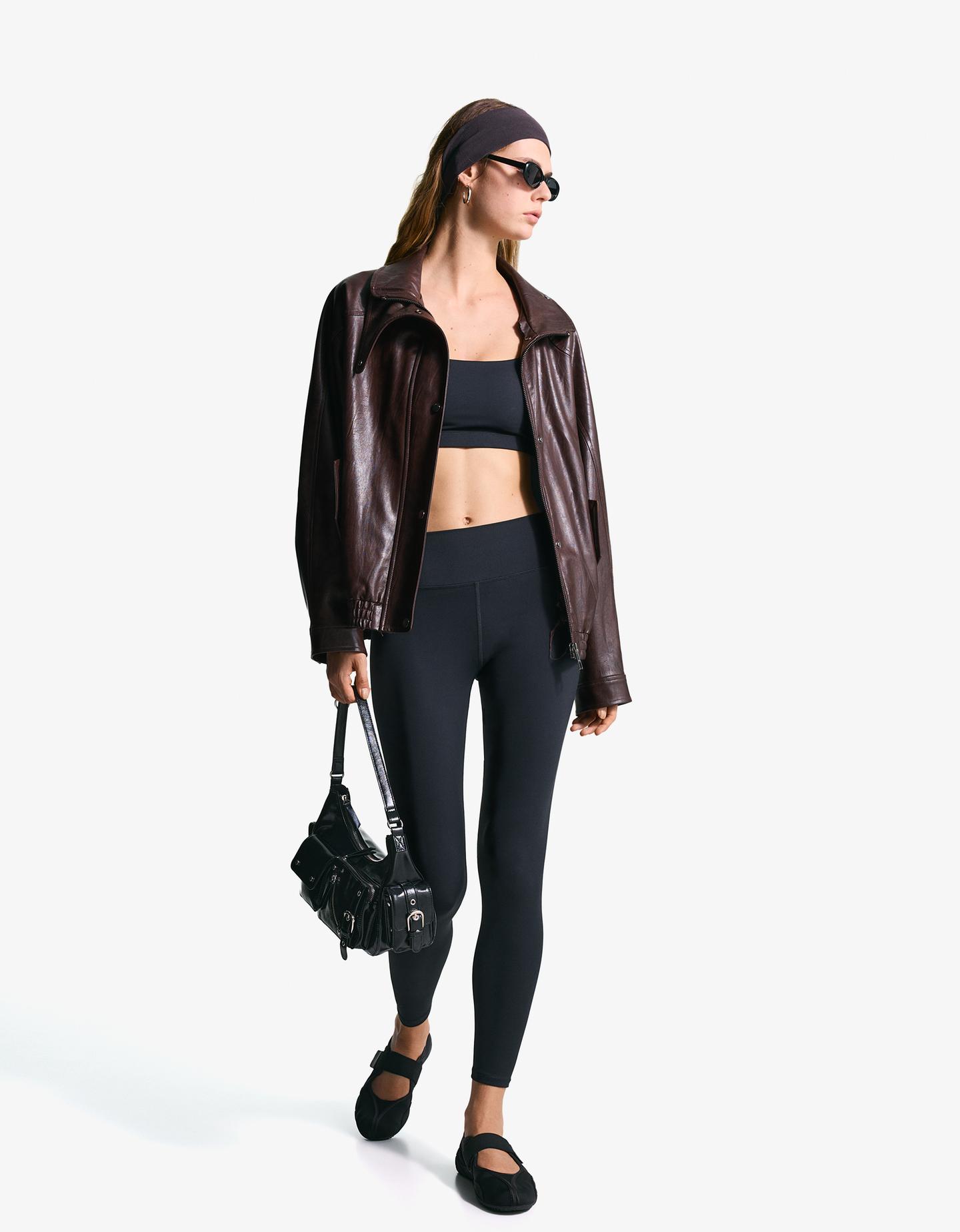 Bershka Leggings Quick Dry & Breathable Mujer L Negro
