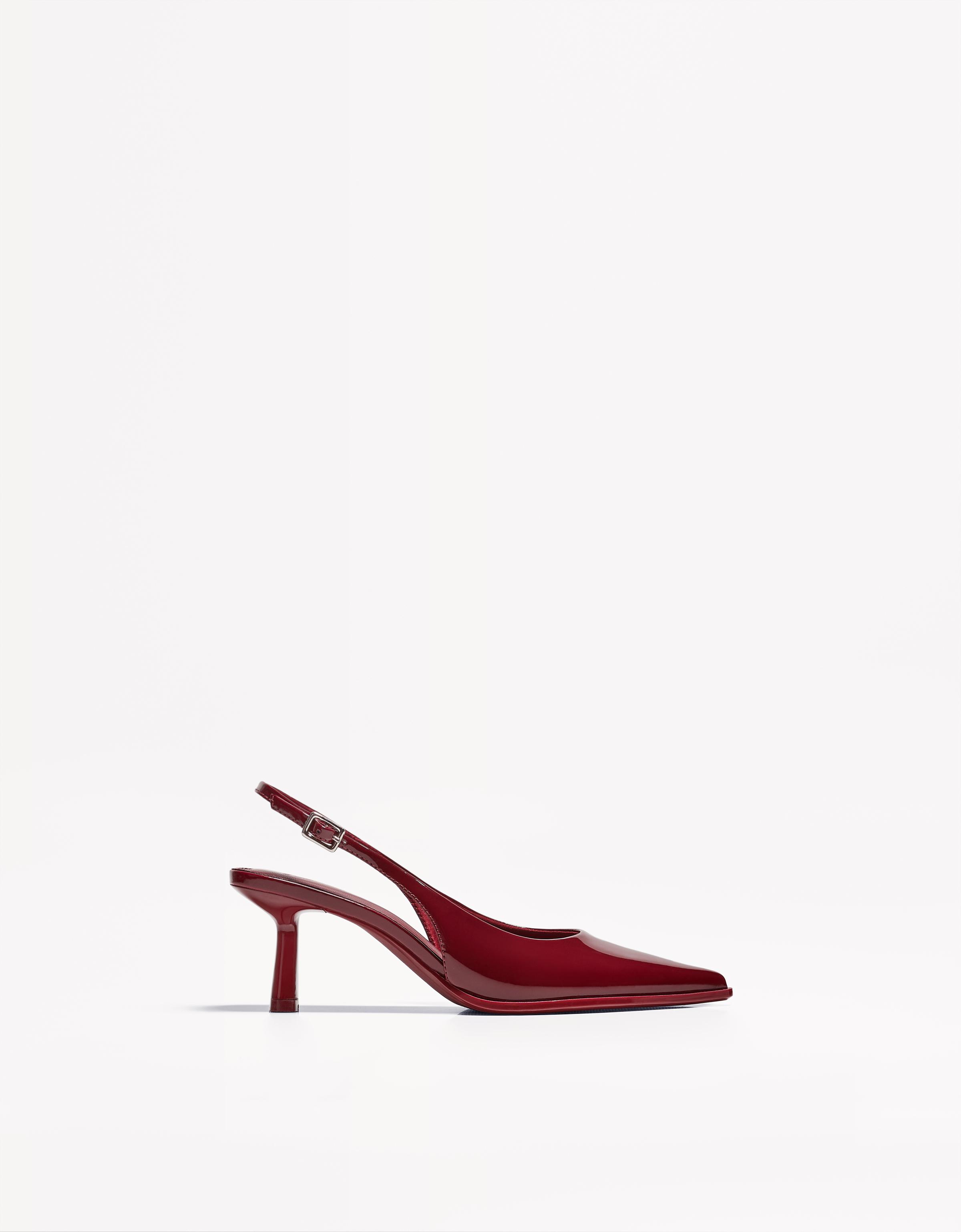 Bershka Kitten-Absatzschuhe Mit Offener Ferse Damen 35 Granatrot