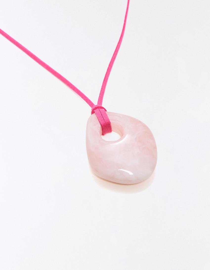 Collana con ciondolo in resina-Rosa