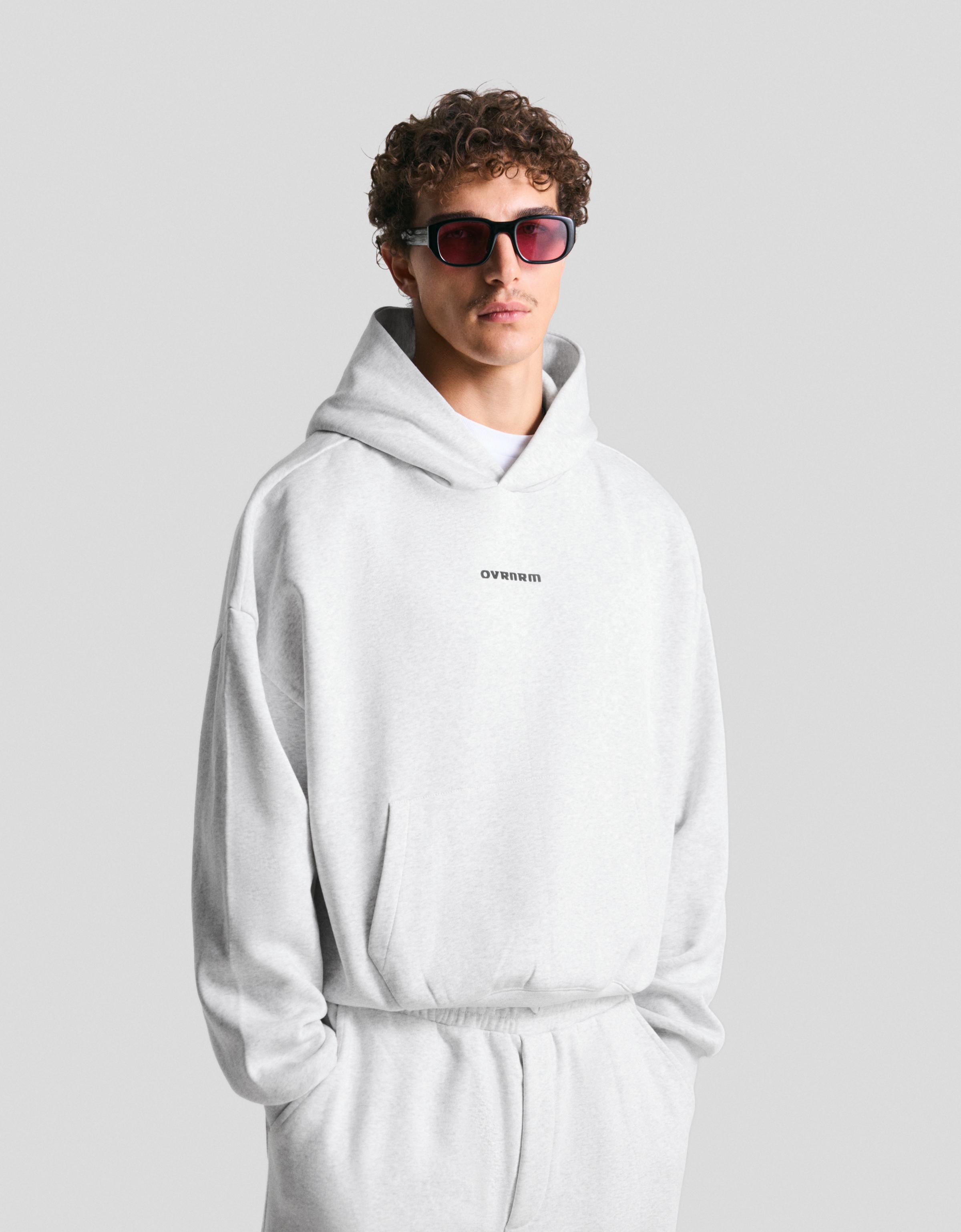 Bershka Boxy-Hoodie Mit Print Herren Xs Grau