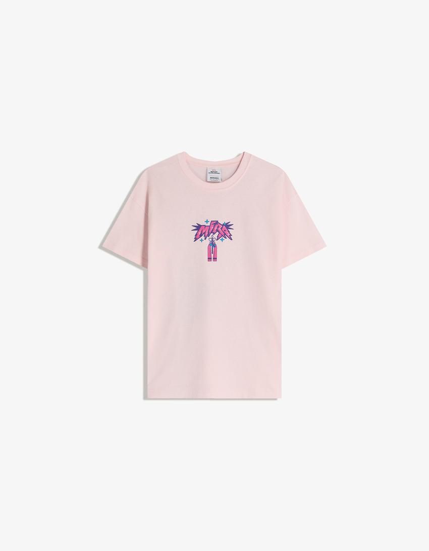 KPop Demon Hunters Huntr/x short sleeve print T-shirt-Pink
