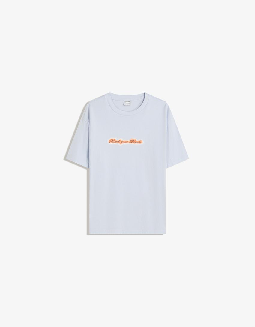 T-shirt manches courtes imprimé-Violet-3