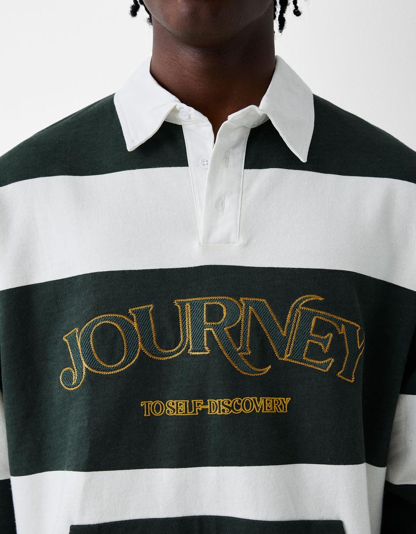 Sweat manches longues col polo-Vert-6