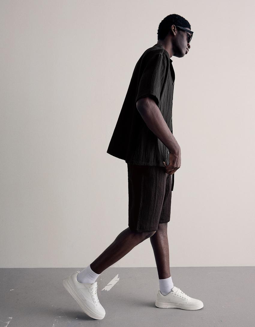 Rustic jogger Bermuda shorts-Black