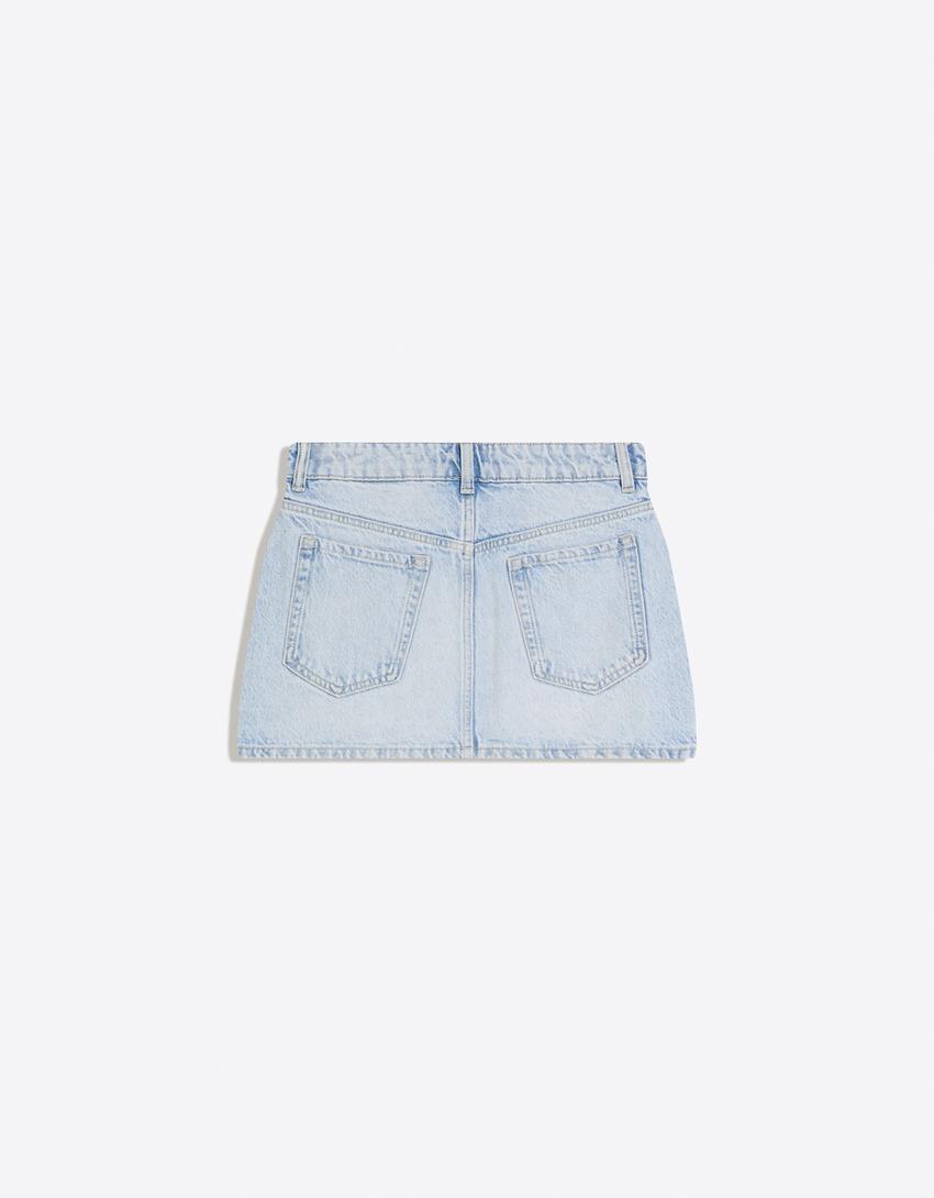Denim mini skirt-Light blue